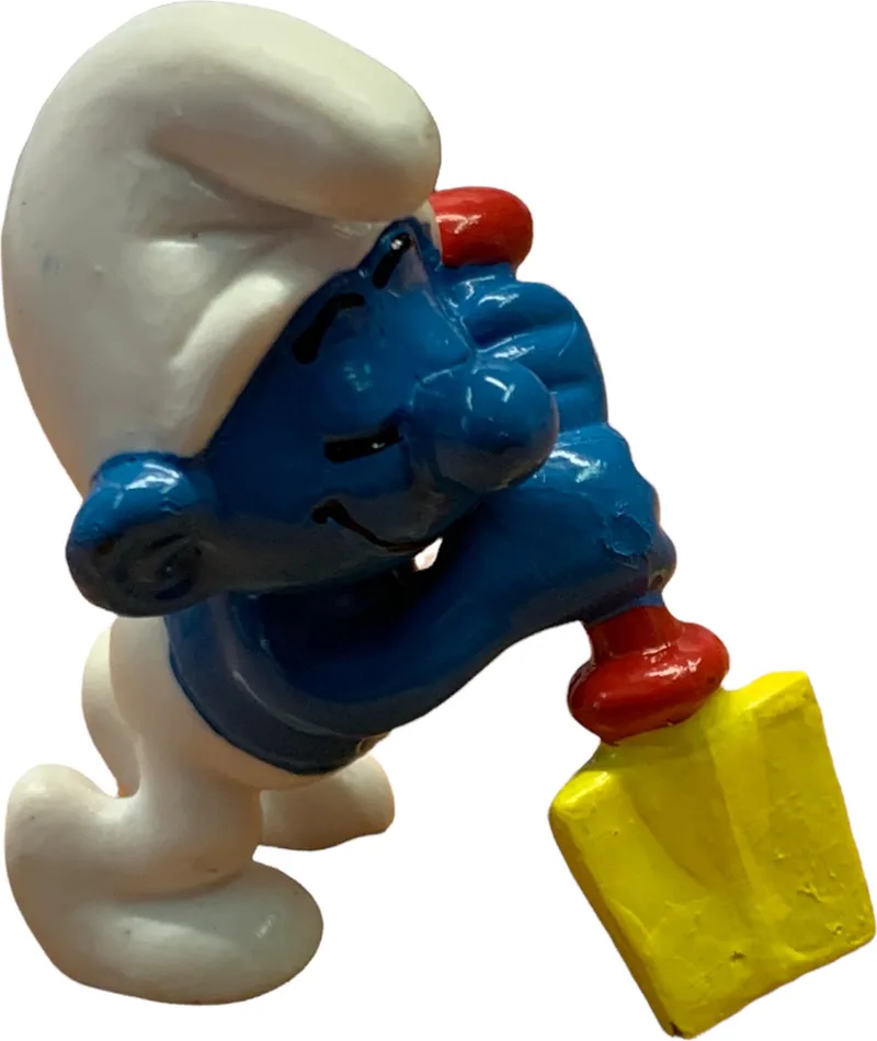 Luiwammes smurf met schep - Luilak - Schleich smurf - 6 cm - De smurfen - tuinier by Schleich in Geel – product photo