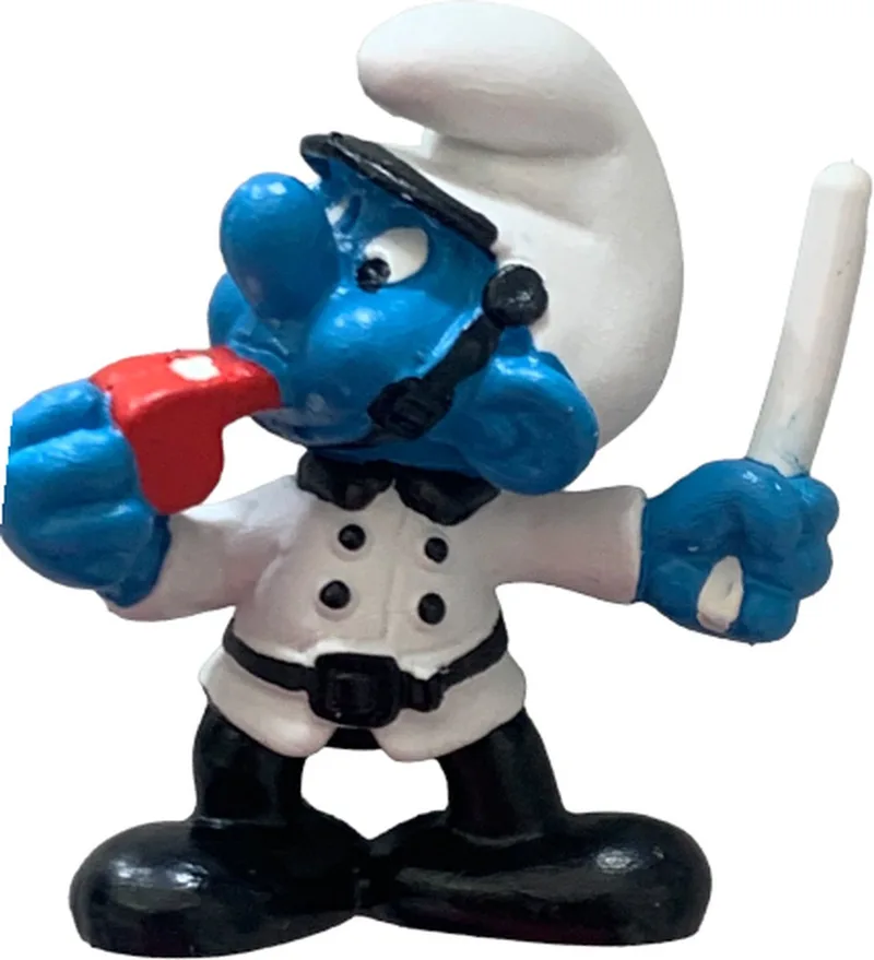 Politie smurf - Politie agent in witte uniform / Londense stijl - 6 cm - Schleich von Schleich in Wit zwart – Produktfoto