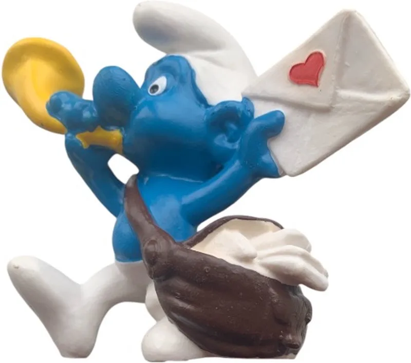 Postbode smurf - speelfiguurtje - De smurfen - schleich van Schleich in Blauw wit – productfoto