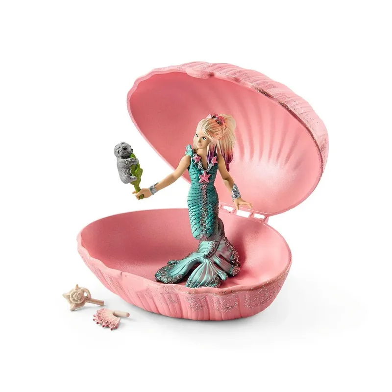 schleich® 70564 BAYALA® Meerjungfrau mit BabyRobbe in Muschel fra Schleich – produktbillede