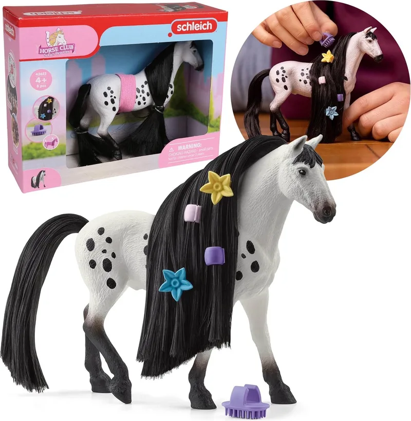 SLH42622 Schleich Horse Club - Mooie knabstrupper hengst om te stylen 4+ de Schleich en Wit – photo du produit