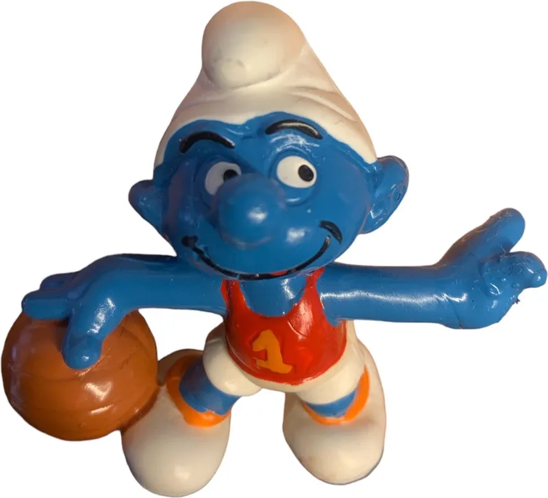 Smurf Basketballer - De Smurfen - 20211 - Schleich speelfiguurtje - 6 cm van Schleich in Rood oranje – productfoto