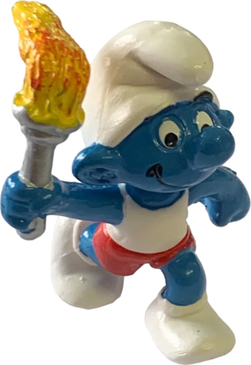 smurf - De Smurfen - Met olympische fakkel - 20030 - 6cm van Schleich in Blauw rood geel – productfoto