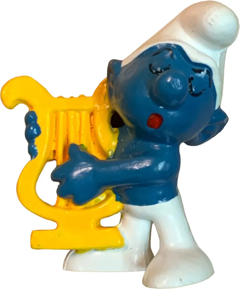 smurf figuurtje met harp - De Smurfen - 20070 - Harp poppetje - 6 cm von Schleich in Geel blauw – Produktfoto