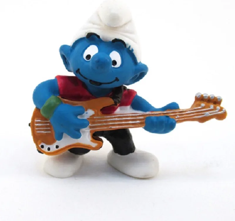 Smurf met basgitaar - gitaar -speelfiguurtje - muziekinstrument - 5 cm - Schleich 20450 by Schleich in Rood – product photo