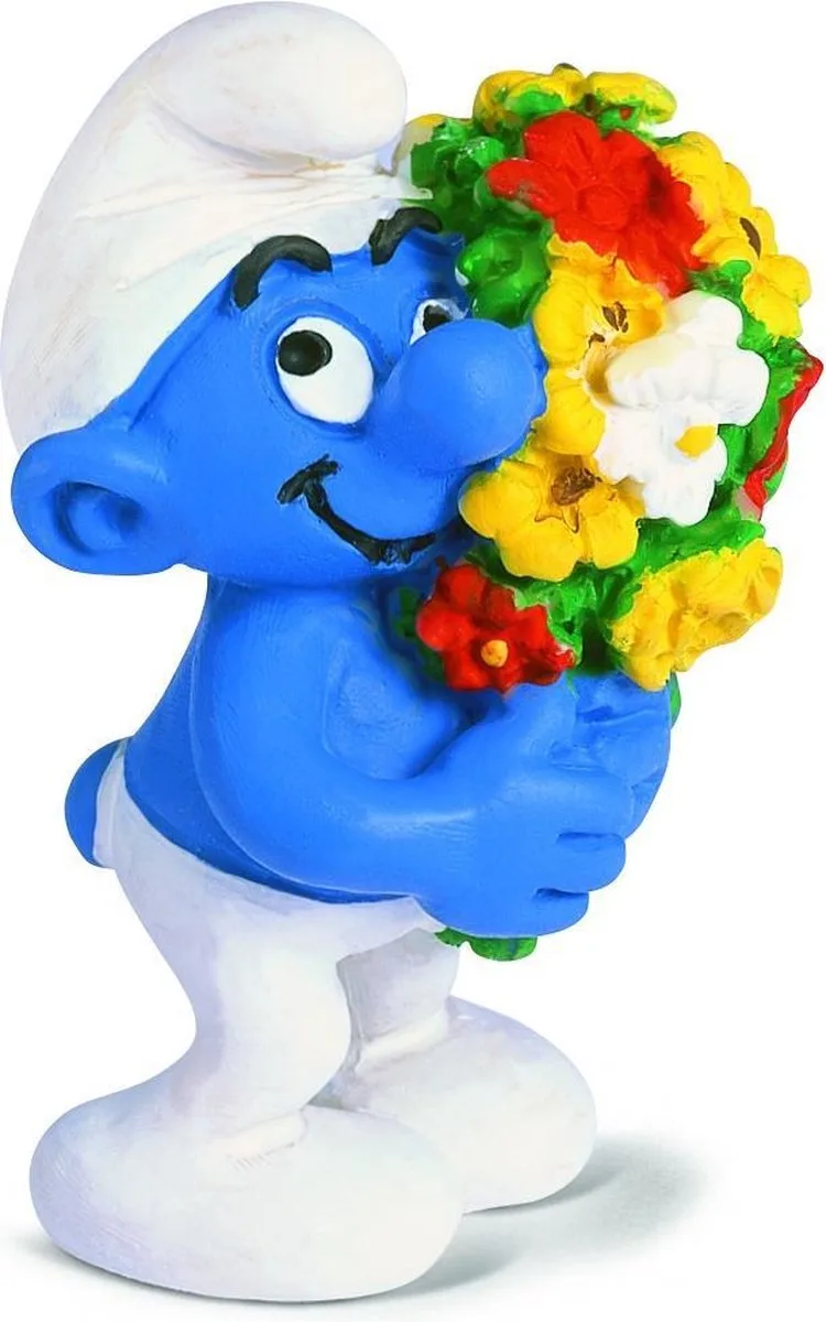 Smurf Met Bloementuil - Schleich speelfiguurtje - 6 cm van Schleich in Blauw – productfoto