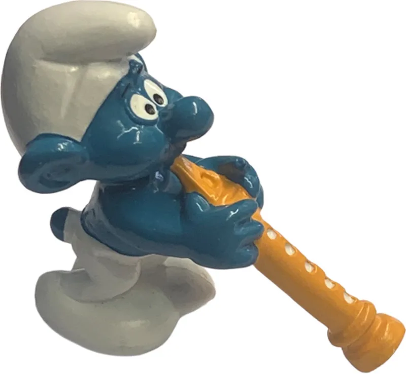 Smurf met grote fluit - Speelfiguurtje - 6 cm - De smurfen von Schleich in Geel blauw – Produktfoto