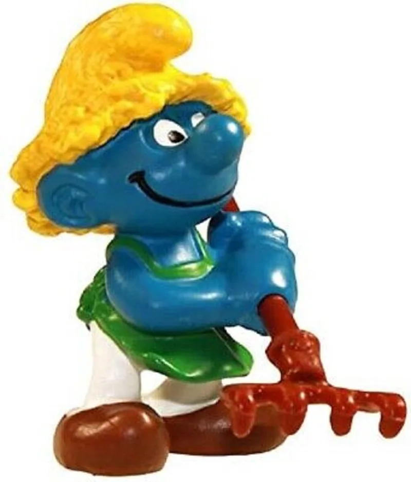 smurf met hark - boeren smurf - 6 cm - speelfiguur von Schleich in Bruin – Produktfoto