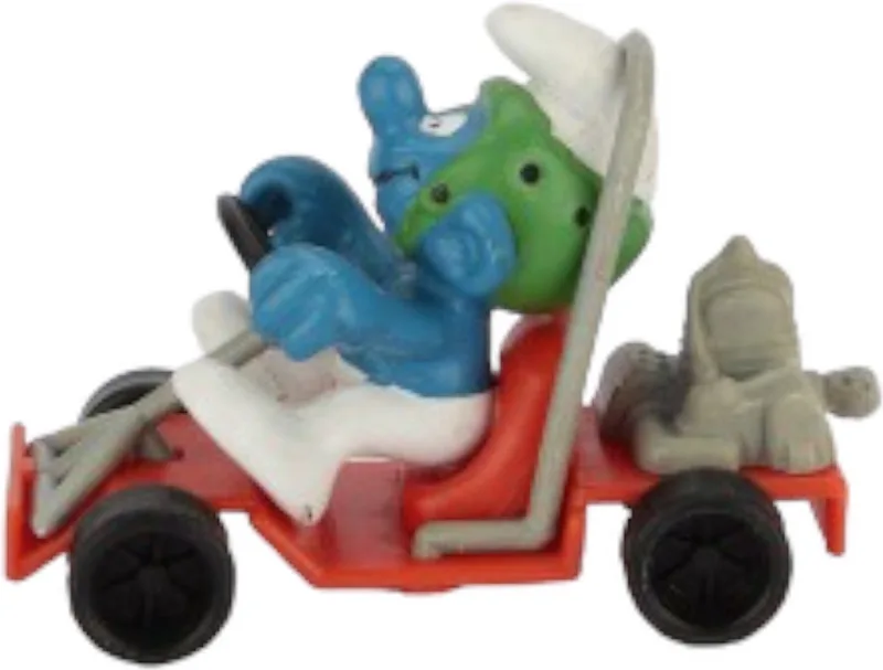 smurf met kart auto - race smurf / kartende smurf - raceauto - schleich van Schleich in Multi – productfoto