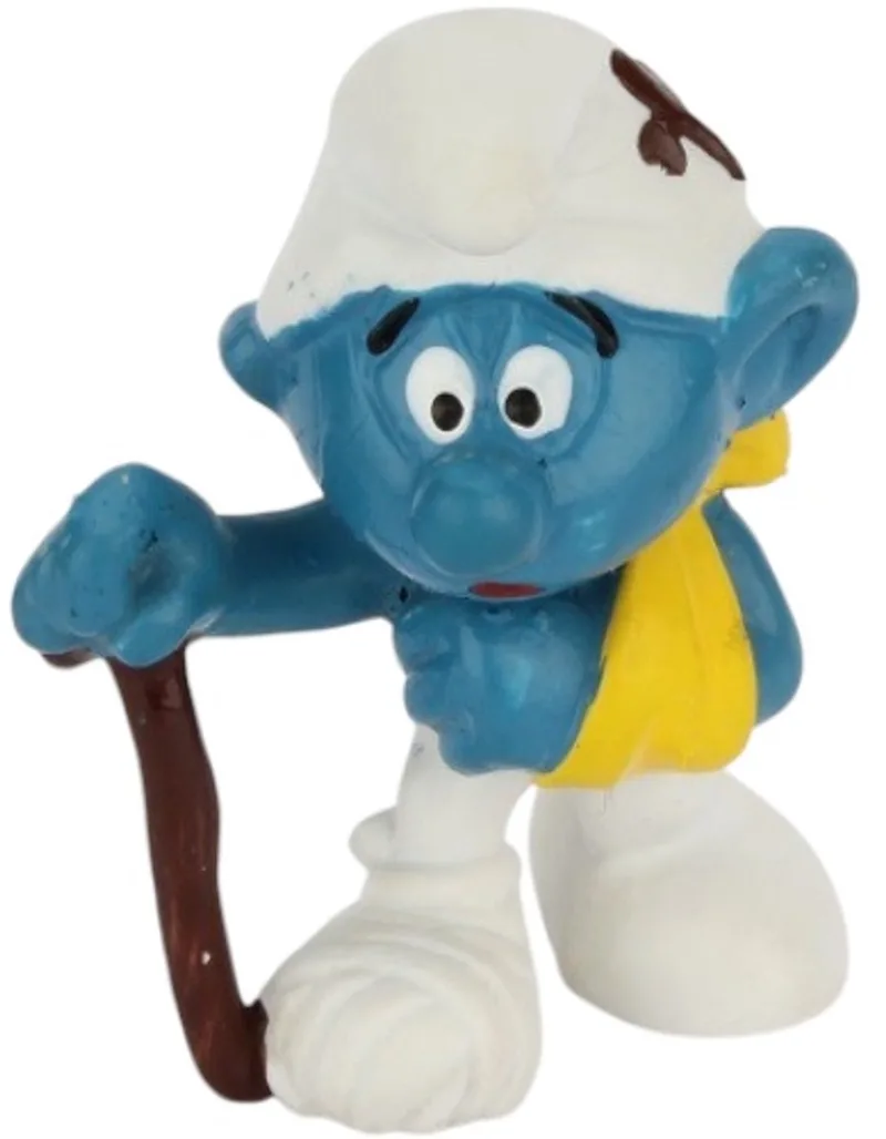 Smurf met krukken - Schleich speelfiguurtje - 6 cm von Schleich in Bruin wit – Produktfoto