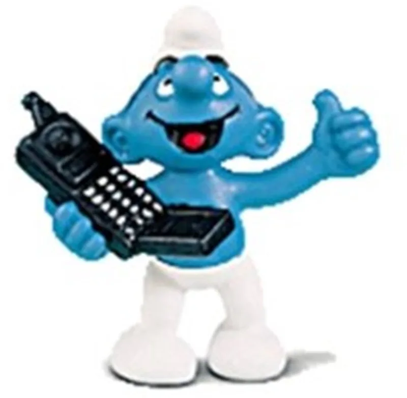 Smurf met telefoon / GSM - de smurfen - Schleich speelfiguurtje - 20438 - 5,5 cm van Schleich in Wit – productfoto