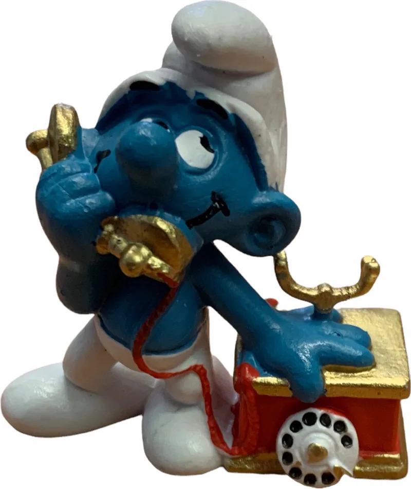 smurf met telefoon - voorloper gsm / mobiel - De smurfen - 6 cm von Schleich in Rood – Produktfoto