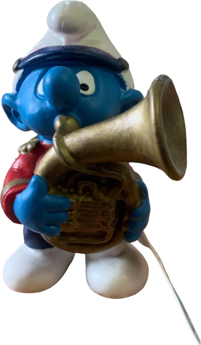 Smurf met Tenor Hoorn - De smurfen - Schleich - 20482 - Muzieksmurf - 6 cm van Schleich in Bruin rood blauw – productfoto