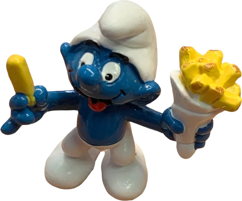 smurf met vlaamse frites / patat - 5,5 cm - De smurfen van Schleich in Geel – productfoto