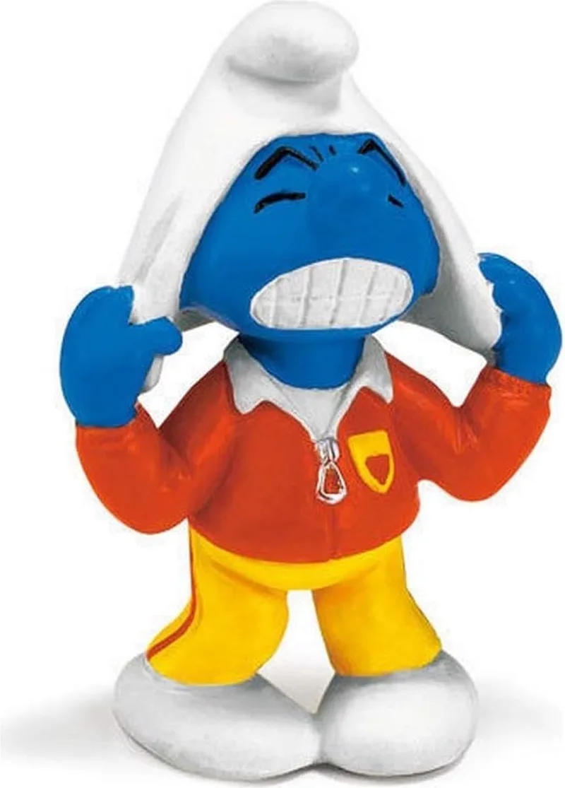 Smurf supporter / gefrustreerde trainer van Schleich in Geel oranje wit – productfoto