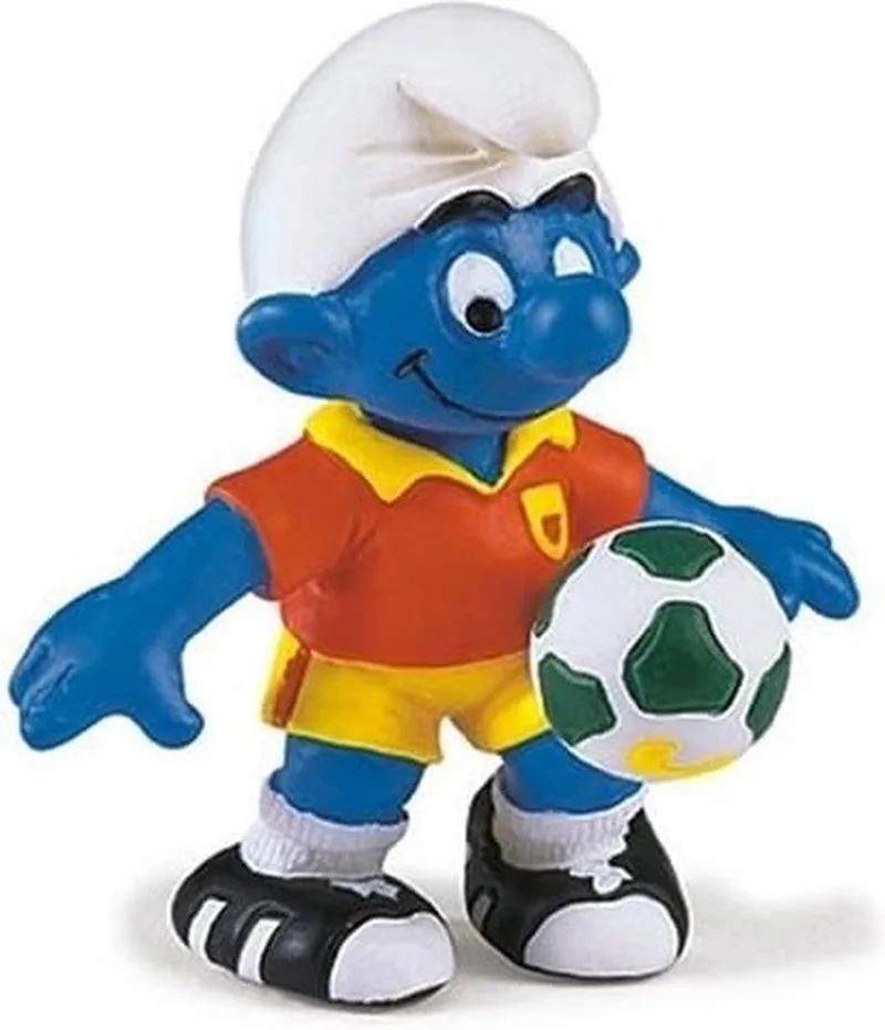 smurf voetballer - 20527 - De smurfen - 5,5 cm van Schleich in Oranje geel – productfoto