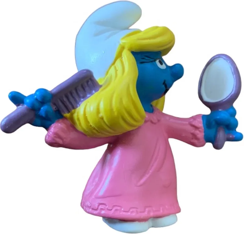 Smurfin in pyama - Met kam en spiegel - De Smurfen Schleich - Nr. 20182 de Schleich en Roze paars blauw geel – photo du produit