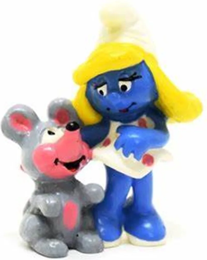 Smurfin met muis - De Smurfen - 20410 - 5,5 cm van Schleich in Grijs – productfoto