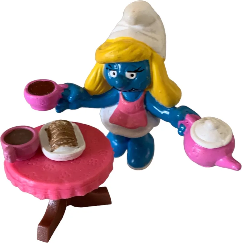 Smurfin Schleich figuurtje met salontafel - Schleich en de smurfen by Schleich in Geel roze bruin – product photo
