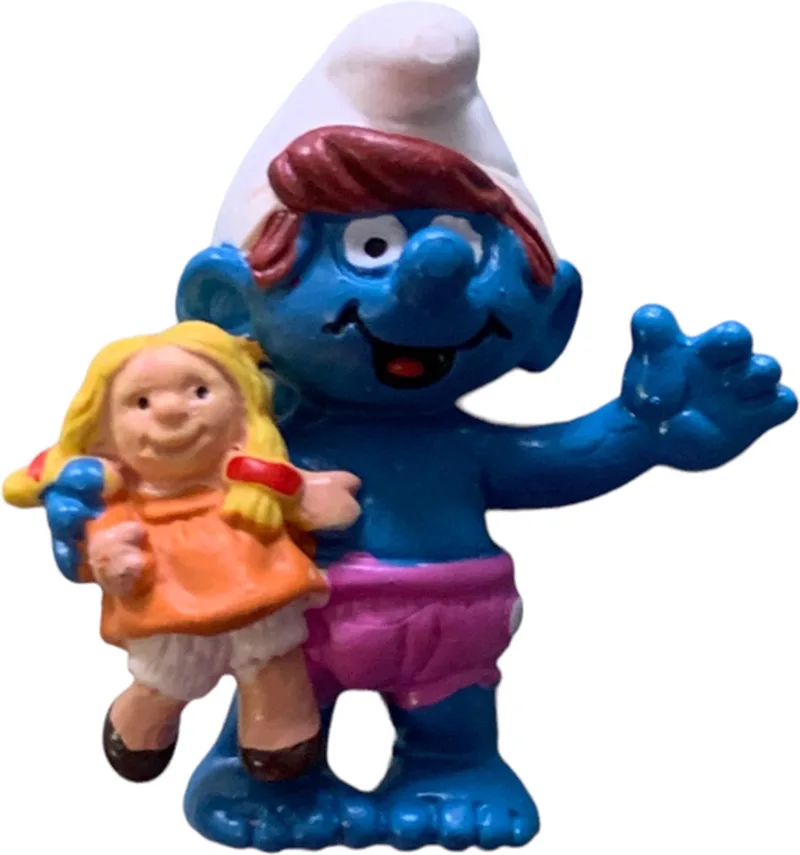 Smurfje Schleich met baby pop - kleuter - 20446 - 5 cm de Schleich en Blauw roze – photo du produit