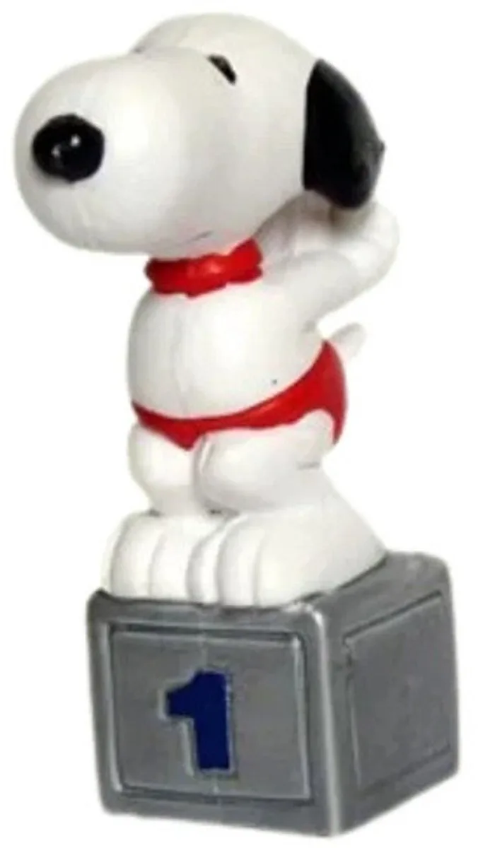 Snoopy op startblok zwemblok - Snoopy / Peanuts - speelfiguurtje en taarttopper - Schleich - ca. 7 cm de Schleich en Grijs rood wit – photo du produit