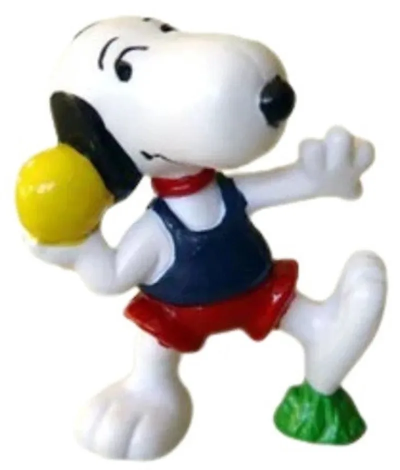 Snoopy / Peanuts speelfiguurtje - Kogelstoter - Schleich - 7 cm de Schleich en Rood blauw wit geel – photo du produit