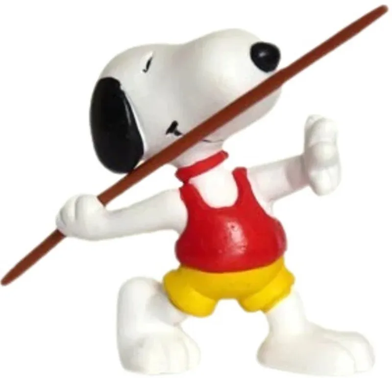 Speerwerper Snoopy / Peanuts - speelfiguurtje en taarttopper - Schleich - ca. 7 cm de Schleich en Rood geel – photo du produit