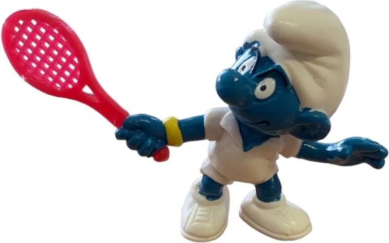 Tennis smurf - Smurf met racket - Schleich - De smurfen - 5,5 cm von Schleich in Rood wit blauw wit – Produktfoto