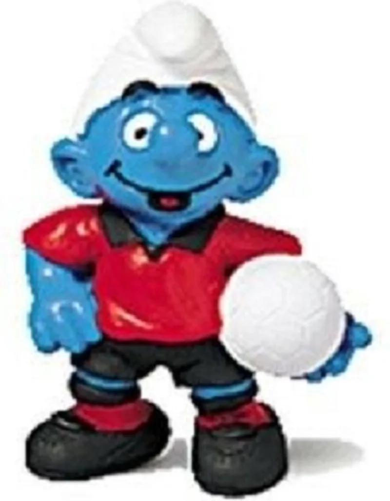 Voetballer smurf - poppetje in tenue - Schleich 6 cm - De smurfen van Schleich in Rood – productfoto