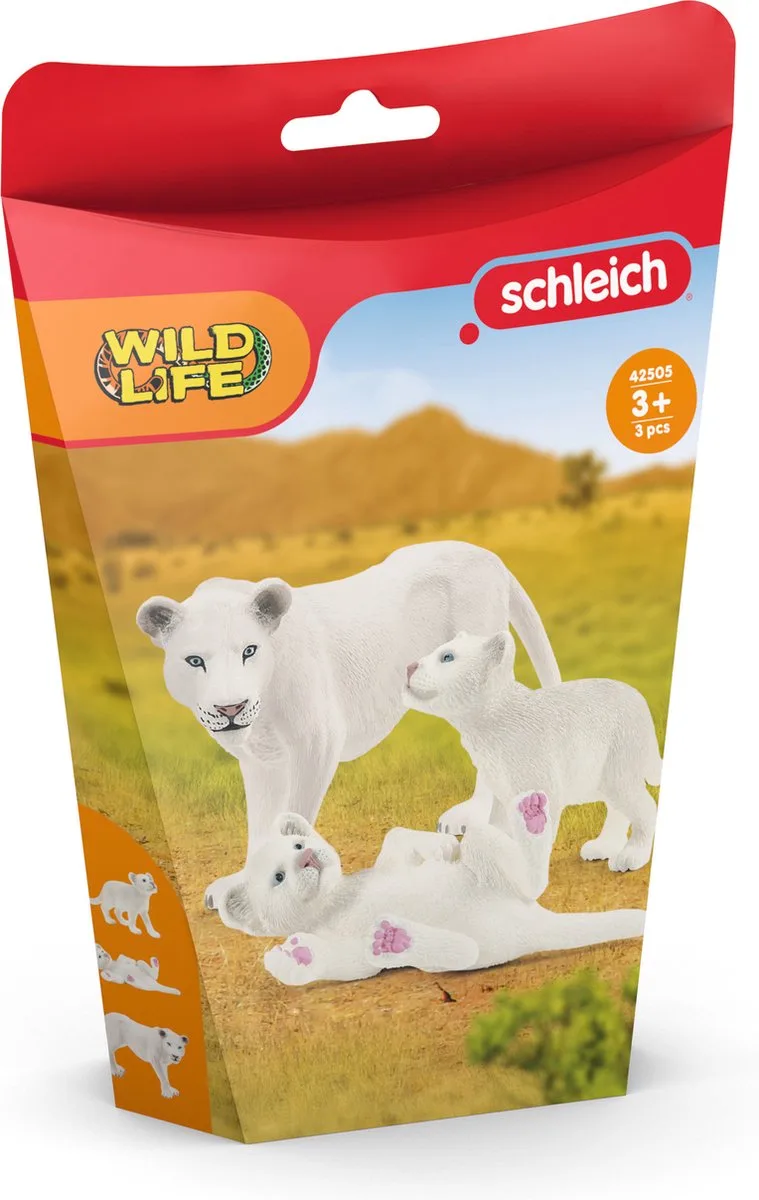 WILD LIFE - Leeuwenmoeder met welpjes - Speelfigurenset - Kinderspeelgoed voor Jongens en Meisjes - 3 tot 8 jaar - 42505 by Schleich in Wit – product photo