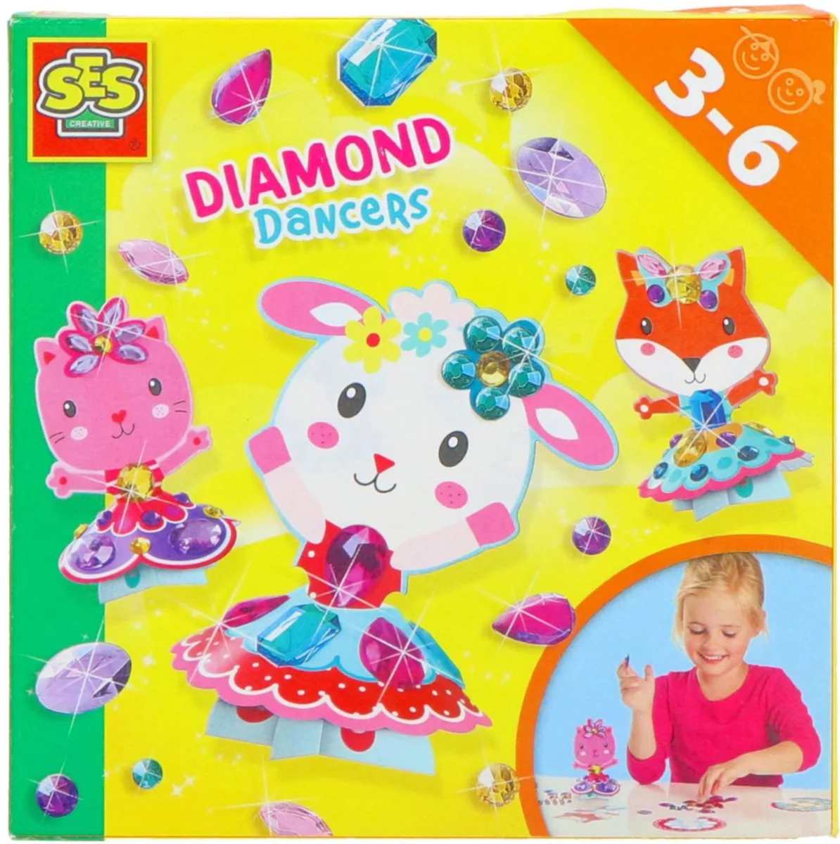 3 Draaiende 3D Papieren Figuren - Vanaf 3 Jaar - Diamond Painting - Schoencadeautjes Sinterklaas fra SES Creative i Diamant dansers – produktbillede