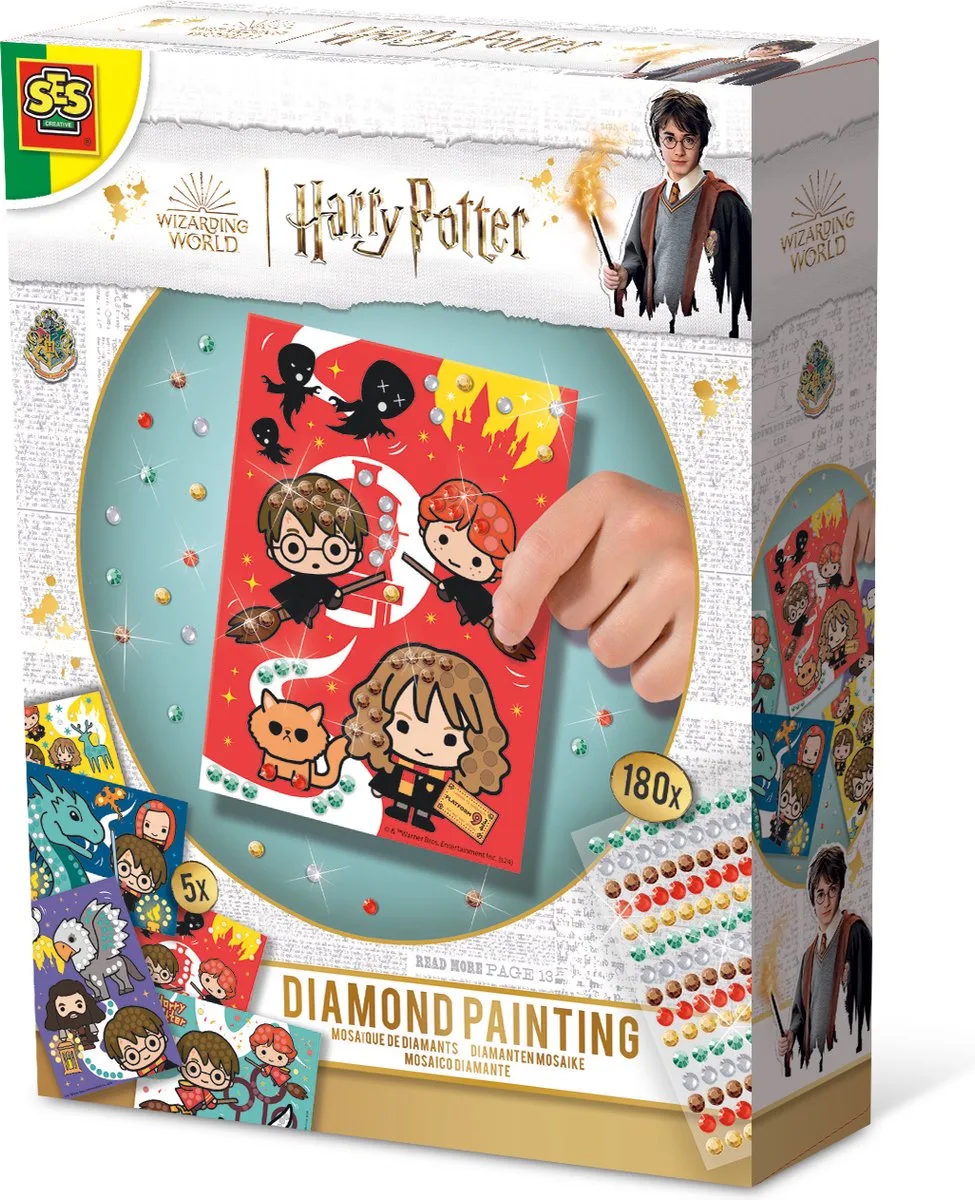 5 Mozaïekkaarten - Vanaf 5 Jaar - Knutselen - Schoencadeautjes Sinterklaas fra SES Creative i Harry Potter diamond painting – produktbillede