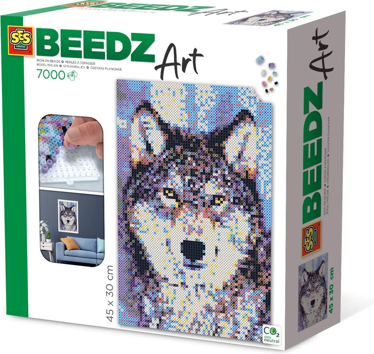 Beedz Art - 7000 strijkkralen - kunstwerk van strijkkralen - complete set inclusief grondplaten en strijkvel fra SES Creative i Wolf – produktbillede