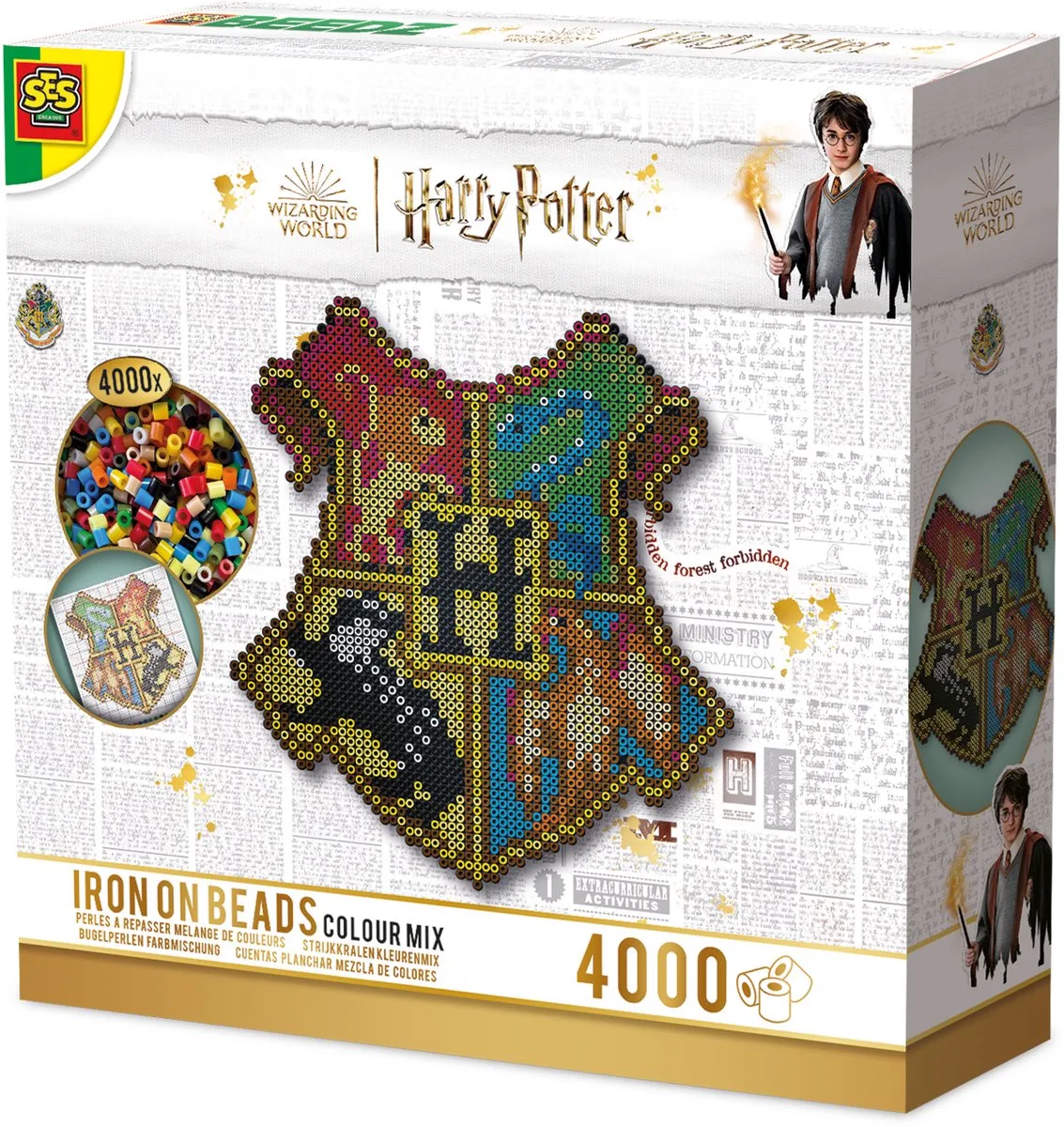 Beedz Harry Potter Strijkkralen - Wapen van Hogwarts - Vanaf 12 Jaar - 4000 Stuks - Knutselen - PVC-Vrij - Schoencadeautjes Sinterklaas de SES Creative en Harry Potter Hogwarts schild – photo du produit