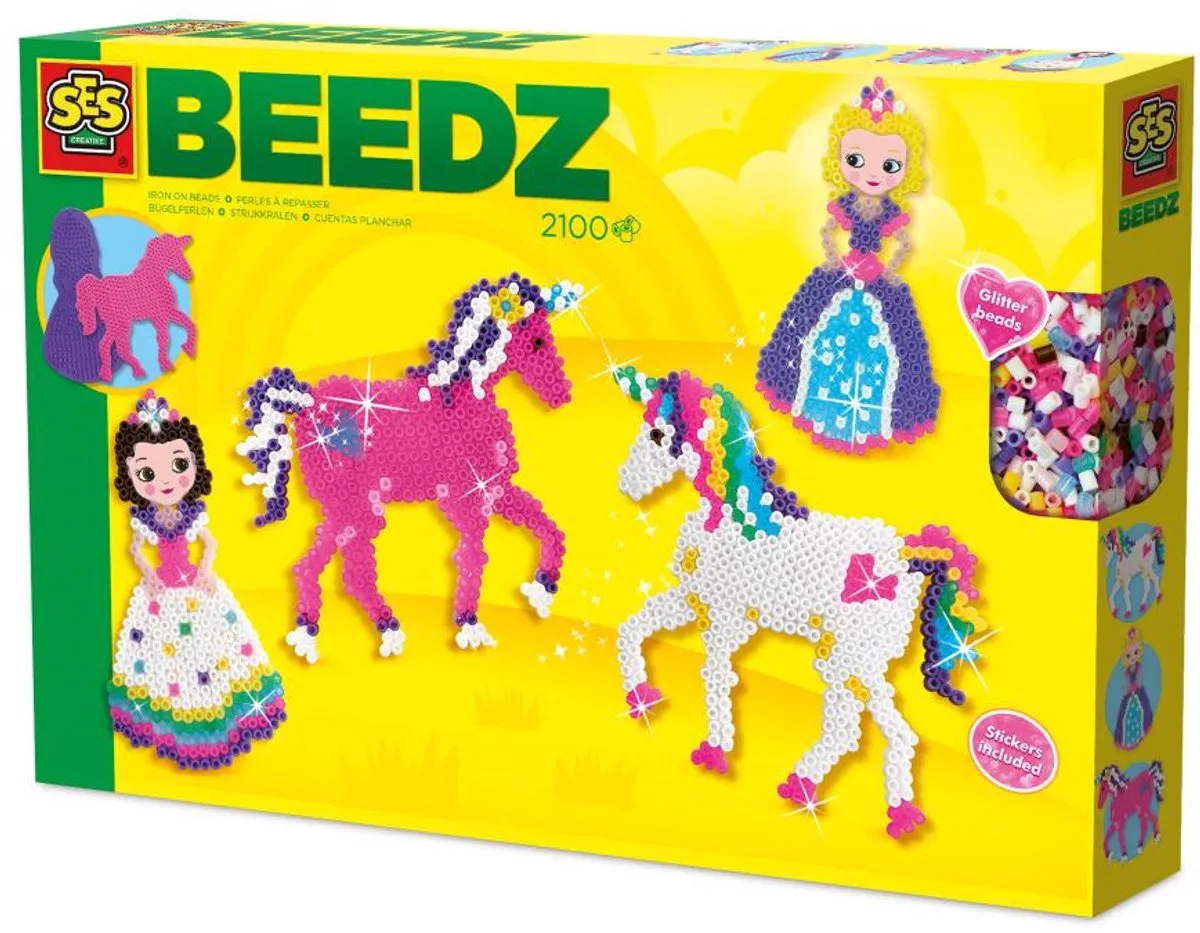 Beedz Strijkkralen - Eenhoorns en Prinsesjes - Voor Meisjes vanaf 5 Jaar - 2100 Stuks - Knutselen - PVC-Vrij - Schoencadeautjes Sinterklaas von SES Creative in Eenhoorns en prinsessen – Produktfoto