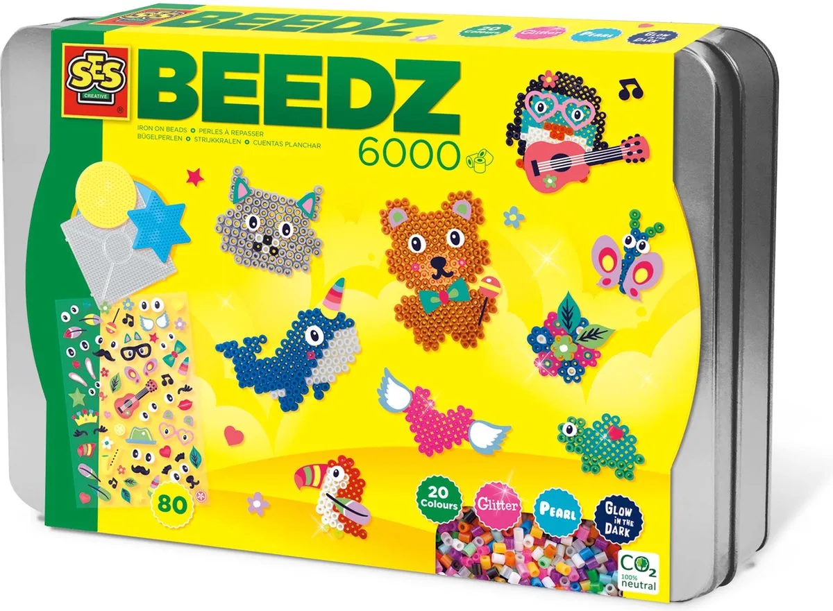 Beedz - Strijkkralen - Luxe sorteer box - 6000 strijkkralen - met stickervel - in handige sorteerbox met vakjes - PVC vrij de SES Creative en Multicolore – photo du produit