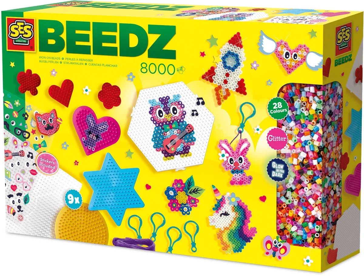 Beedz Strijkkralen - Mega Knutselset 28 Kleuren - Vanaf 5 Jaar - 8000 Stuks - Knutselen - PVC-Vrij - Schoencadeautjes Sinterklaas van SES Creative in Meerkleurig – productfoto
