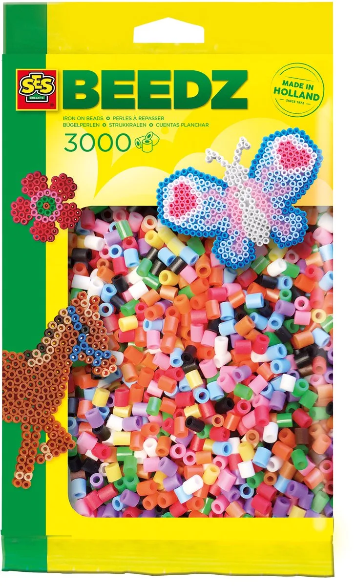 Beedz Strijkkralen - Mix Basiskleuren - Vanaf 5 Jaar - 3000 Stuks - Knutselen - PVC-Vrij - Schoencadeautjes Sinterklaas van SES Creative in Mix Basis – 3000 Stuks – productfoto