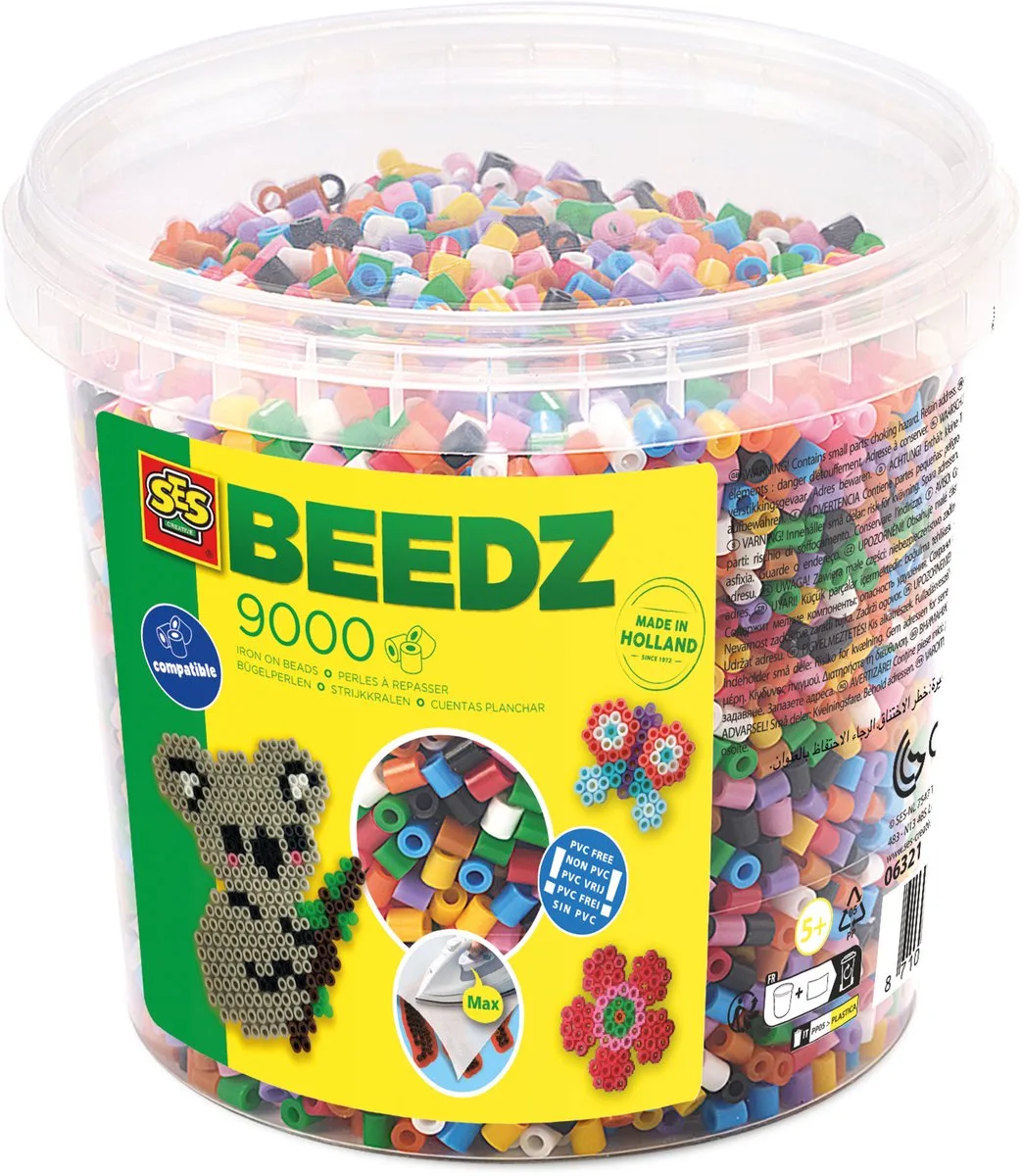 Beedz Strijkkralen - Mix in Emmer - Vanaf 5 Jaar - 9000 Stuks - Knutselen - PVC-Vrij - Schoencadeautjes Sinterklaas de SES Creative en Mix – 9000 – photo du produit