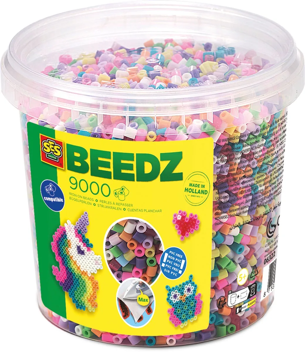 Beedz Strijkkralen - Mix Trendy in Emmer - Vanaf 5 Jaar - 9000 Stuks - Knutselen - PVC-Vrij - Schoencadeautjes Sinterklaas by SES Creative in Trendy – 9000 – product photo
