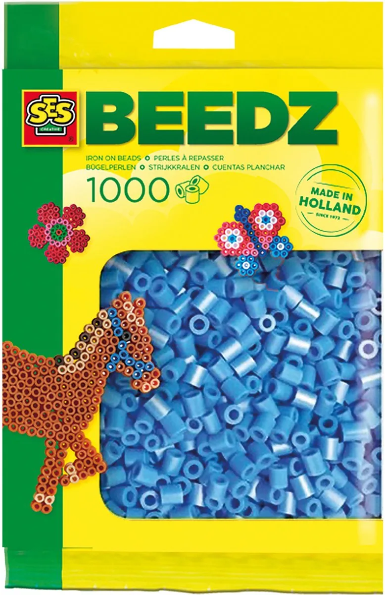 Beedz Strijkkralen - Navulling - Vanaf 5 Jaar - 1000 Stuks - Knutselen - PVC-Vrij - Schoencadeautjes Sinterklaas de SES Creative en Hemelsblauw – photo du produit