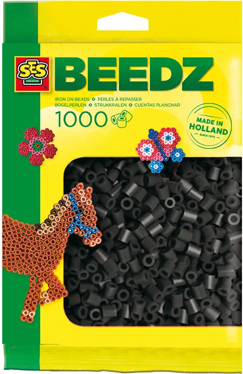 Beedz Strijkkralen - Navulling - Vanaf 5 Jaar - 1000 Stuks - Knutselen - PVC-Vrij - Schoencadeautjes Sinterklaas van SES Creative in Zwart – productfoto