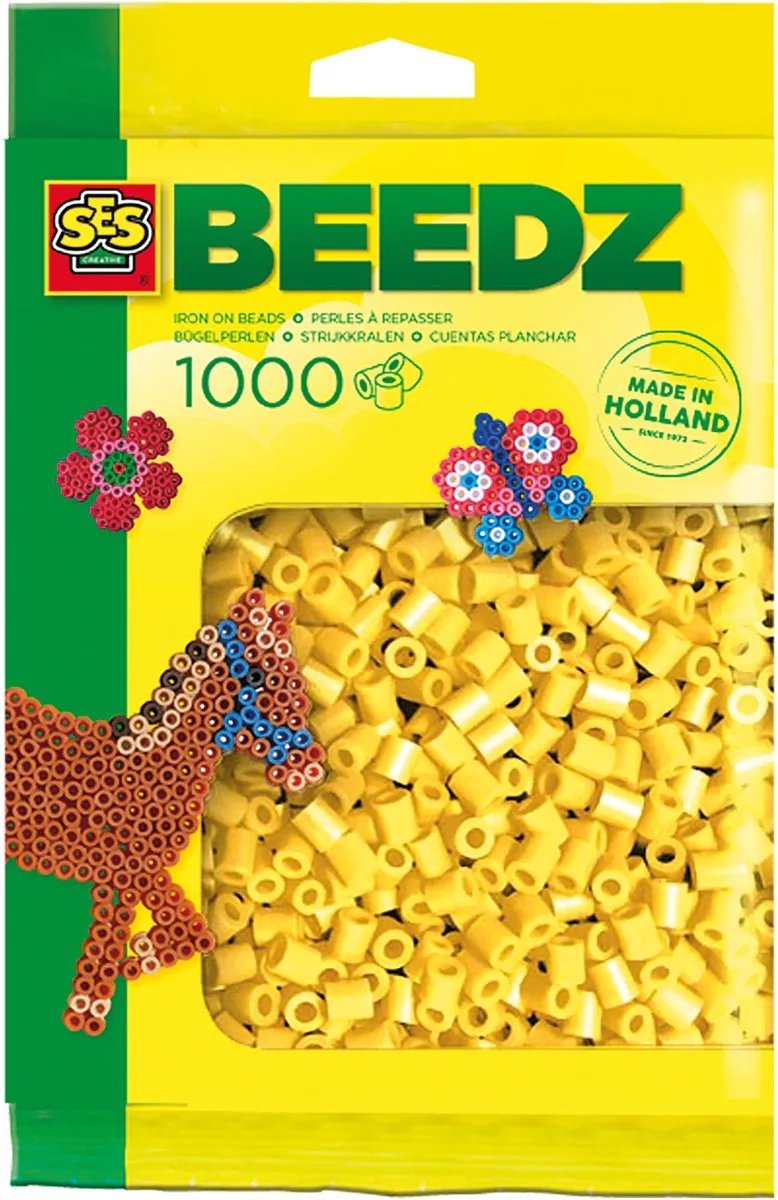 Beedz Strijkkralen - Navulling - Vanaf 5 Jaar - 1000 Stuks - Knutselen - PVC-Vrij - Schoencadeautjes Sinterklaas de SES Creative en Jaune – photo du produit