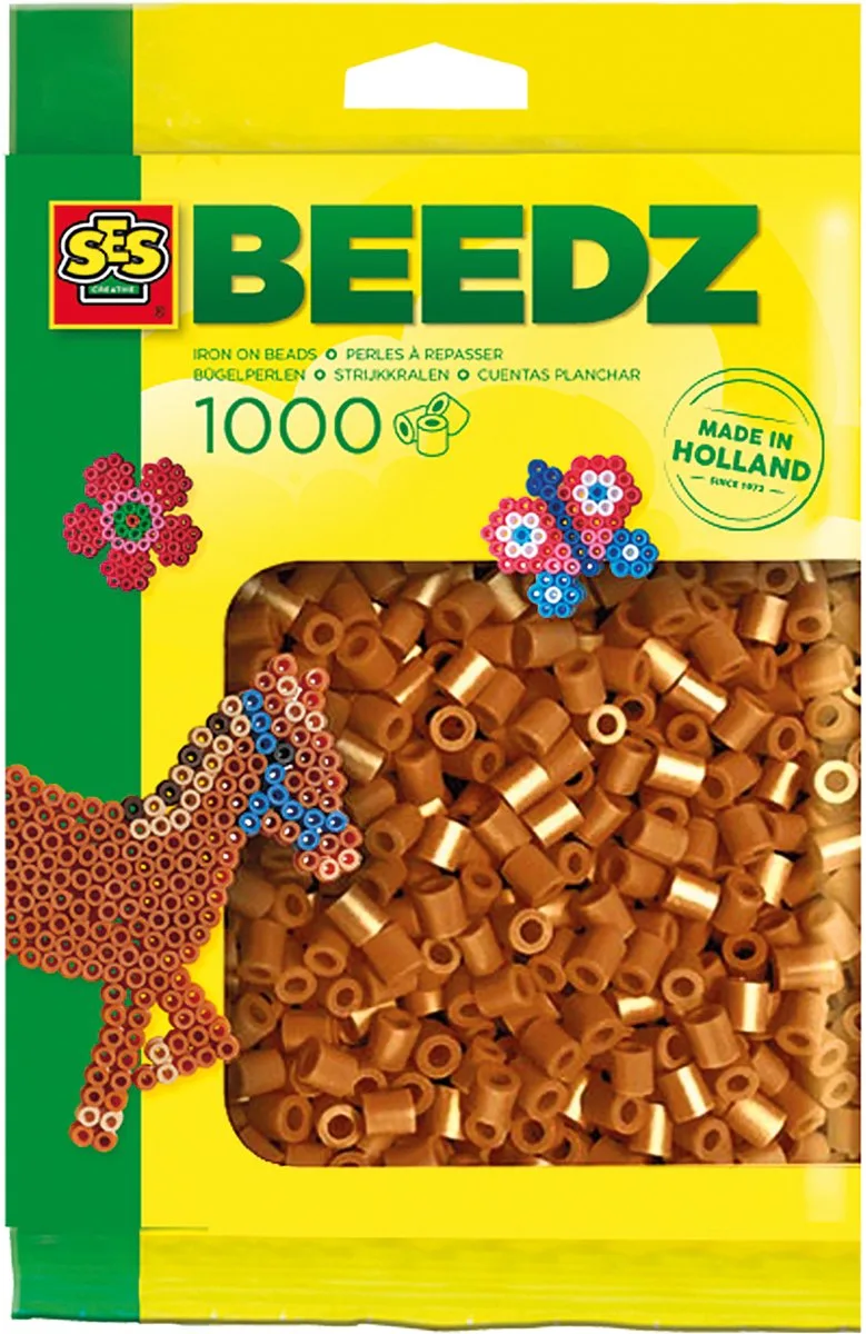 Beedz Strijkkralen - Navulling - Vanaf 5 Jaar - 1000 Stuks - Knutselen - PVC-Vrij - Schoencadeautjes Sinterklaas de SES Creative en Marron – photo du produit
