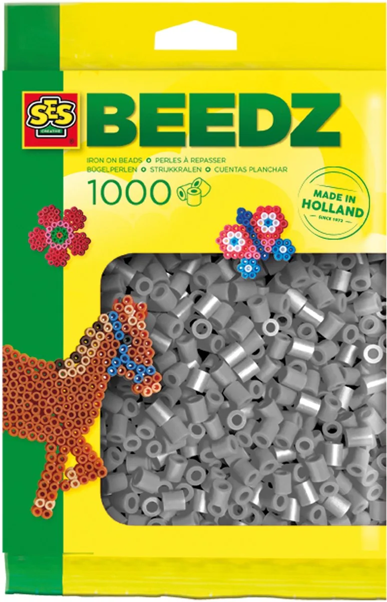 Beedz Strijkkralen - Navulling - Vanaf 5 Jaar - 1000 Stuks - Knutselen - PVC-Vrij - Schoencadeautjes Sinterklaas de SES Creative en Gris – photo du produit