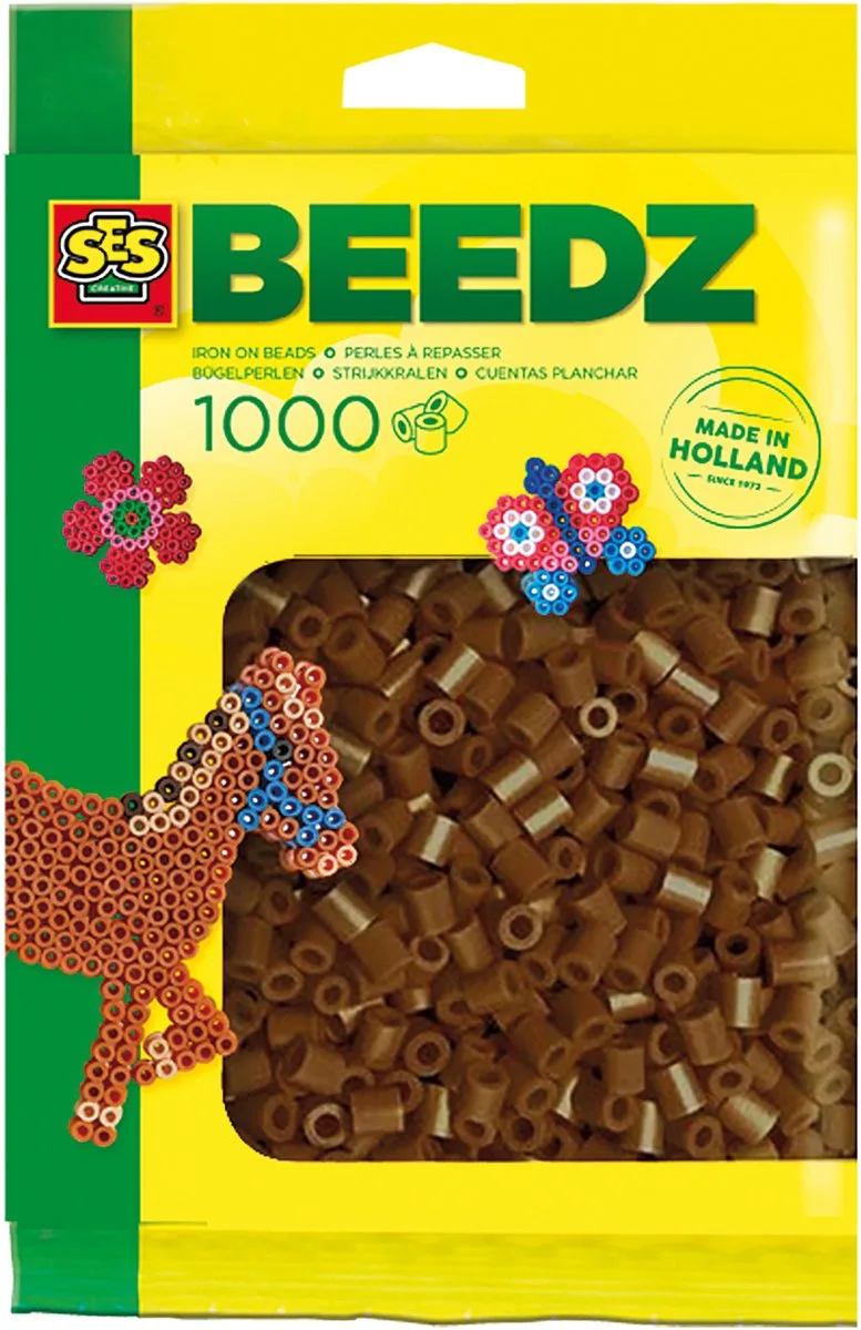 Beedz Strijkkralen - Navulling - Vanaf 5 Jaar - 1000 Stuks - Knutselen - PVC-Vrij - Schoencadeautjes Sinterklaas de SES Creative en Donkerbruin – photo du produit
