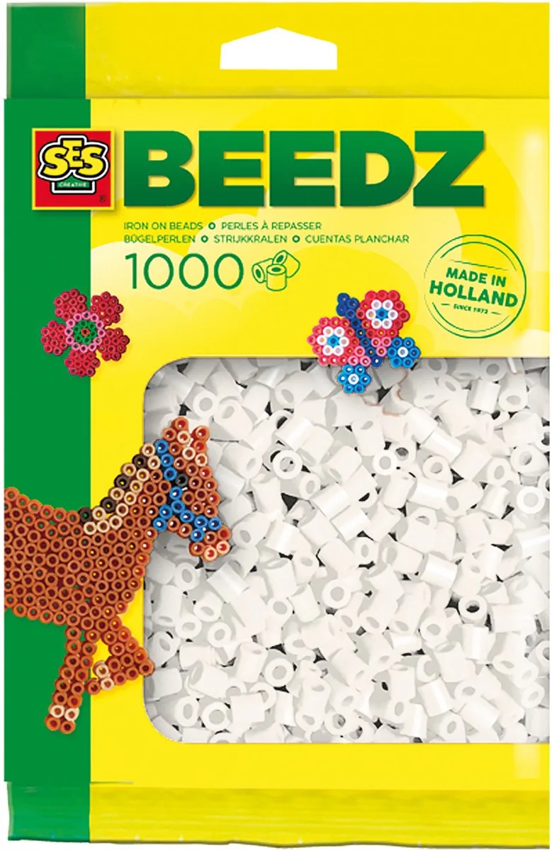Beedz Strijkkralen - Navulling - Vanaf 5 Jaar - 1000 Stuks - Knutselen - PVC-Vrij - Schoencadeautjes Sinterklaas de SES Creative en Blanc – photo du produit