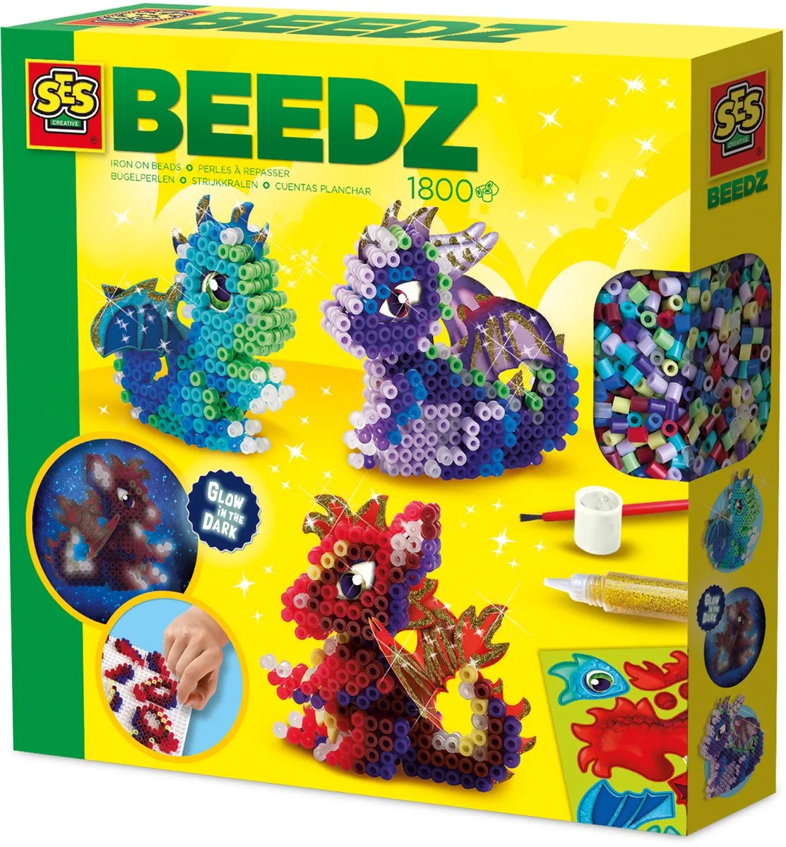 Beedz Strijkkralen Set - 3D - Voor Jongens vanaf 5 Jaar - 1800 Stuks - Knutselen - PVC-Vrij - Schoencadeautjes Sinterklaas van SES Creative in Draken – productfoto