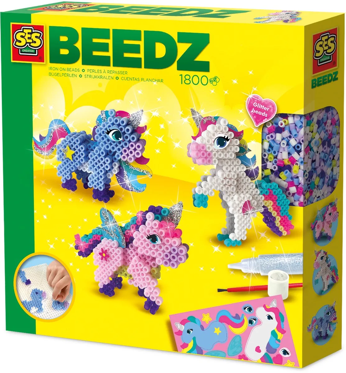 Beedz Strijkkralen Set - 3D - Voor Meisjes vanaf 5 Jaar - 1800 Stuks - Knutselen - PVC-Vrij - Schoencadeautjes Sinterklaas fra SES Creative i Unicorns – produktbillede