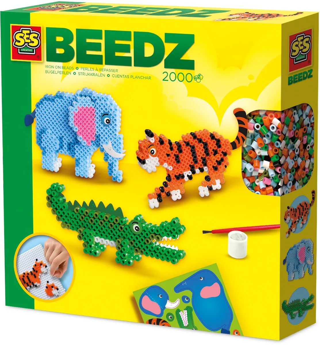 Beedz Strijkkralen Set - Safari Dieren - Vanaf 5 Jaar - 2000 Stuks - Knutselen - PVC-Vrij - Schoencadeautjes Sinterklaas von SES Creative in 3D safari dieren – Produktfoto